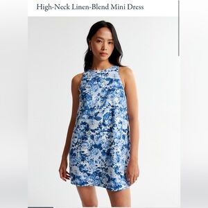 A&F High Neck Linen Blend Mini Dress Size Small